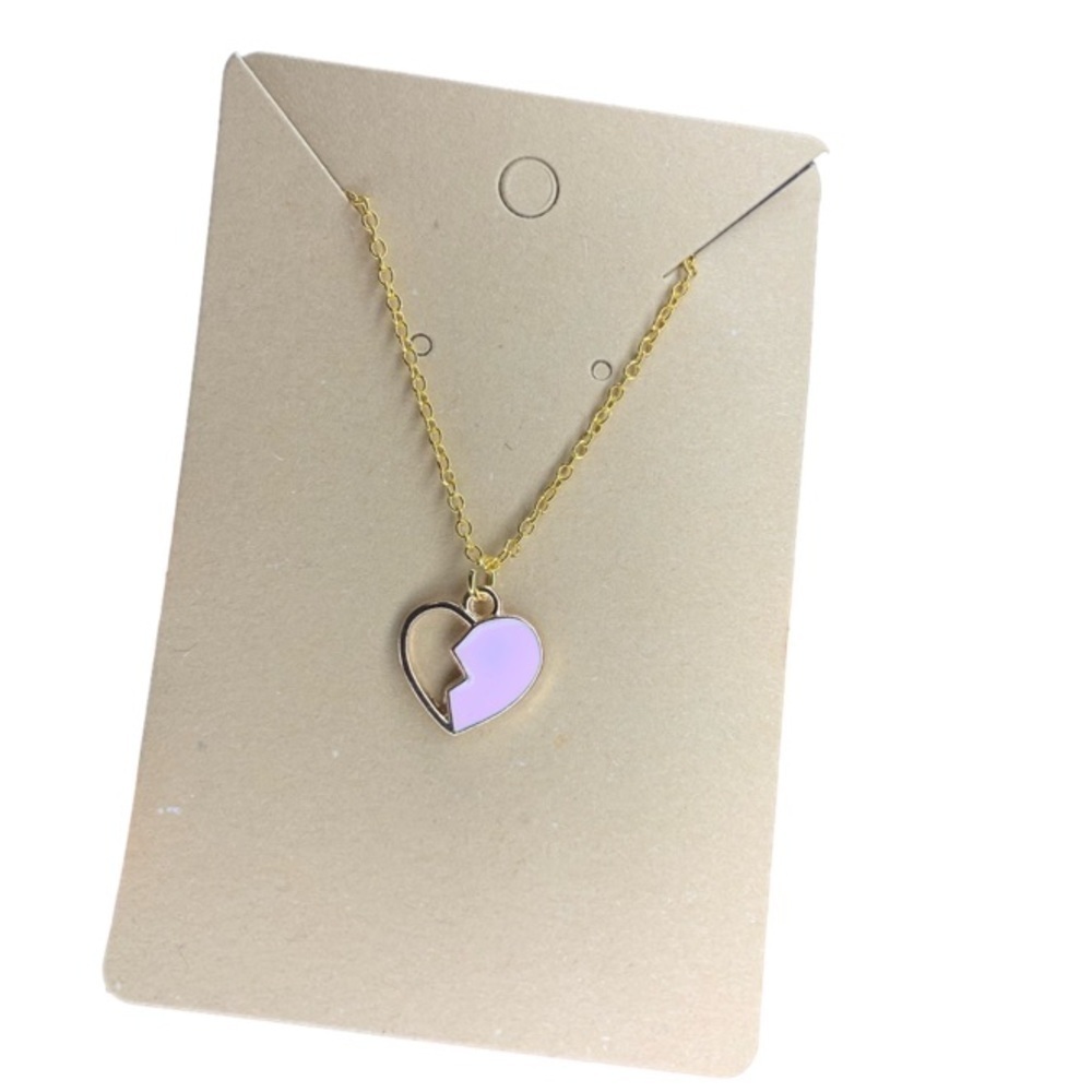 Pink broken heart necklace